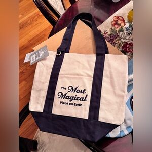 New Disney Walt Disney World Mini Canvas Tote Bag - Navy and Cream
